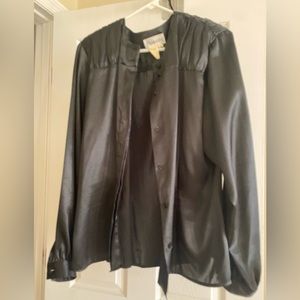 Ladies black button down top